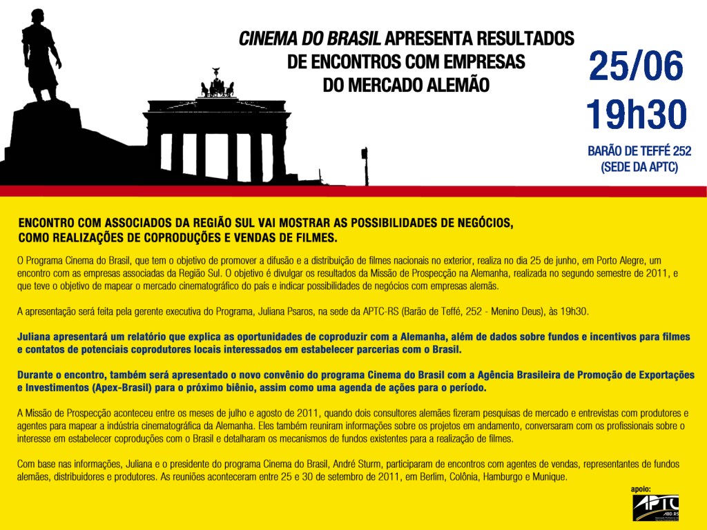 CINEMA DO BRASIL APRESENTA RESULTADOS DE ENCONTROS COM EMPRESAS DO MERCADO&nbsp;ALEMÃO